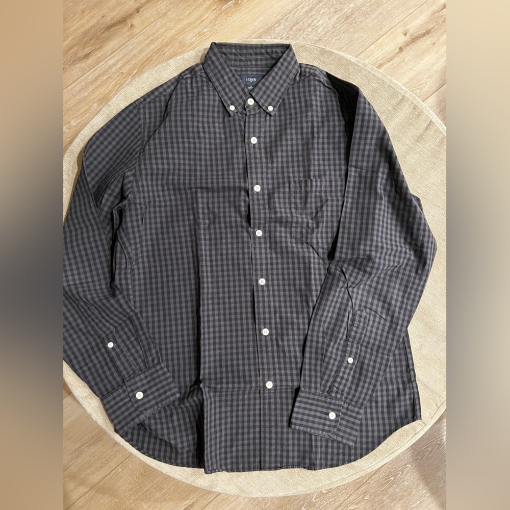 J Crew Flannel Button Up Shirt - Black Grey - Small